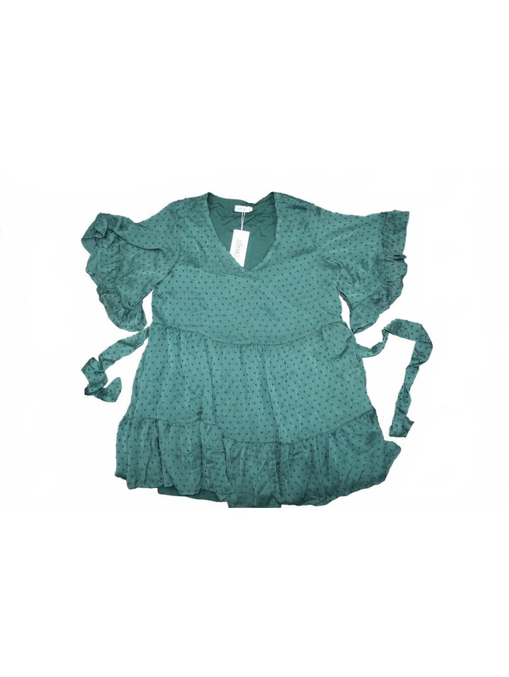 Missky Stylish Green Ruffle Sleeve Dress XL New